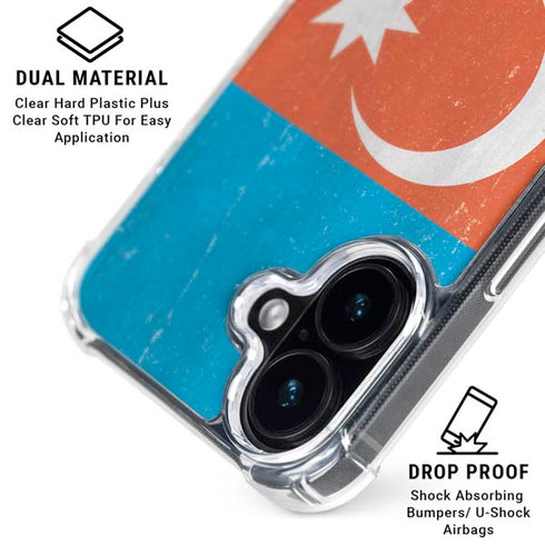 Azerbaijan Flag Distressed iPhone 16 Clear Case